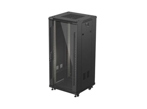 SZAFA INSTALACYJNA RACK STOJĄCA 19" 27U 600X600 CZARNA DRZWI PRZESZKLONE LANBERG (FLAT PACK)