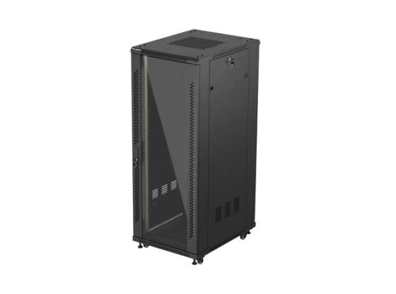 SZAFA INSTALACYJNA RACK STOJĄCA 19" 32U 600X800 CZARNA DRZWI PRZESZKLONE LANBERG (FLAT PACK)