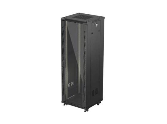 SZAFA INSTALACYJNA RACK STOJĄCA 19" 37U 600X600 CZARNA DRZWI PRZESZKLONE LANBERG (FLAT PACK)