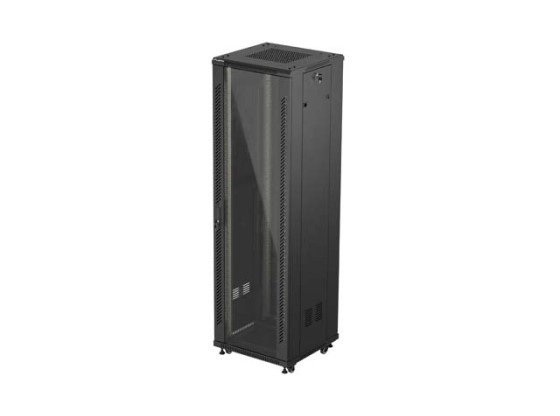 SZAFA INSTALACYJNA RACK STOJĄCA 19" 42U 600X600 CZARNA DRZWI PRZESZKLONE LANBERG (FLAT PACK)