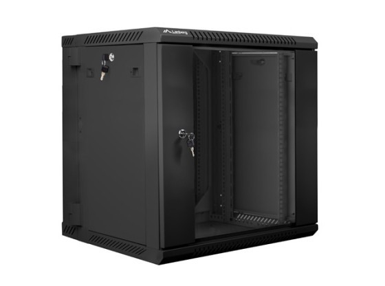 SZAFA INSTALACYJNA RACK WISZĄCA DWUSEKCYJNA 19" 12U 600X600 CZARNA LANBERG (FLAT PACK)