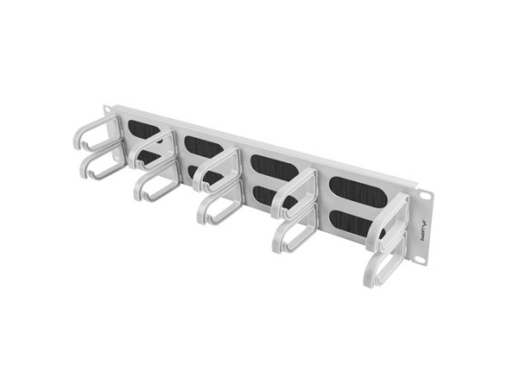 ORGANIZER KABLI 19" 2U Z 10 UCHWYTAMI PANEL SZCZOTKOWANY TYP B SZARY LANBERG AK-1204-S