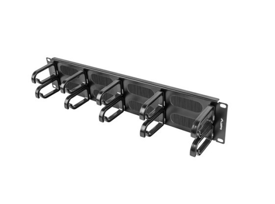 ORGANIZER KABLI 19" 2U Z 10 UCHWYTAMI PANEL SZCZOTKOWANY TYP B CZARNY LANBERG AK-1204-B