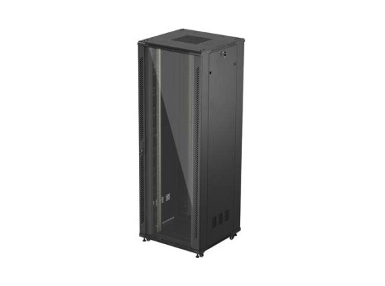 SZAFA INSTALACYJNA RACK STOJĄCA 19" 47U 800X800 CZARNA DRZWI PRZESZKLONE LANBERG (FLAT PACK)