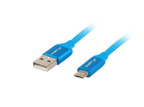 KABEL USB MICRO(M)->USB-A(M) 2.0 1.8M NIEBIESKI PREMIUM QC 3.0 LANBERG