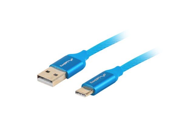 KABEL USB-C(M)->USB-A(M) 2.0 1M NIEBIESKI PREMIUM QC 3.0 LANBERG