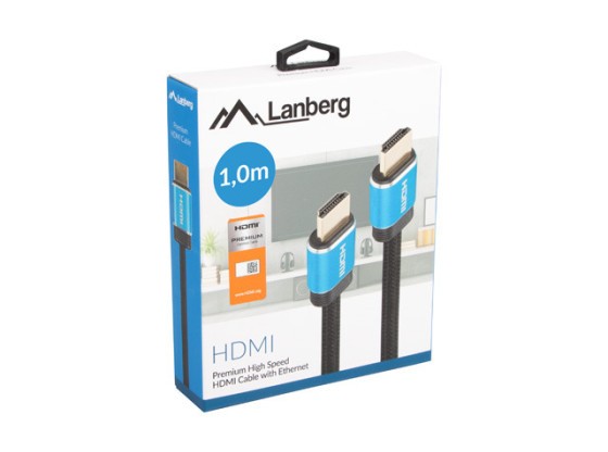 KABEL HDMI M/M V2.0 1M PEŁNA MIEDŹ CZARNY BOX PREMIUM CERTYFIKAT LANBERG