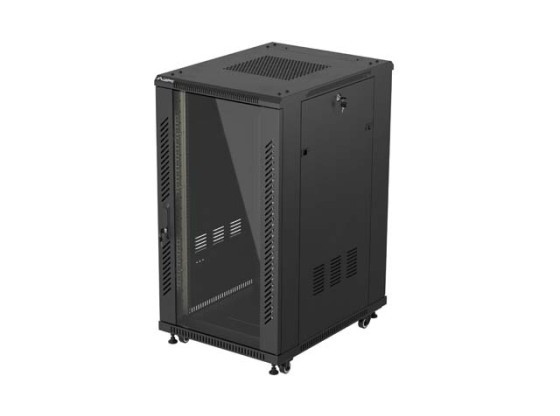 SZAFA INSTALACYJNA RACK STOJĄCA 19" 22U 600X800 CZARNA DRZWI PRZESZKLONE LANBERG (FLAT PACK)