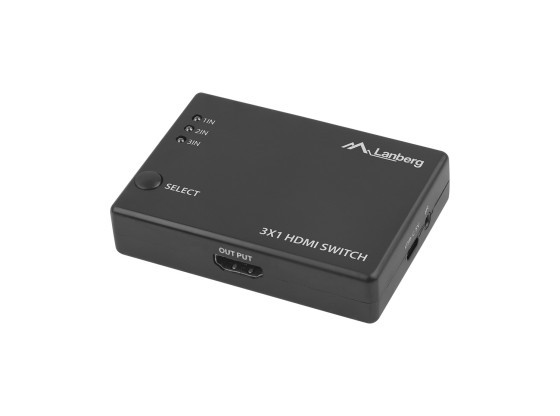 SWITCH VIDEO LANBERG 3X HDMI CZARNY + PORT USB-C + PILOT V2