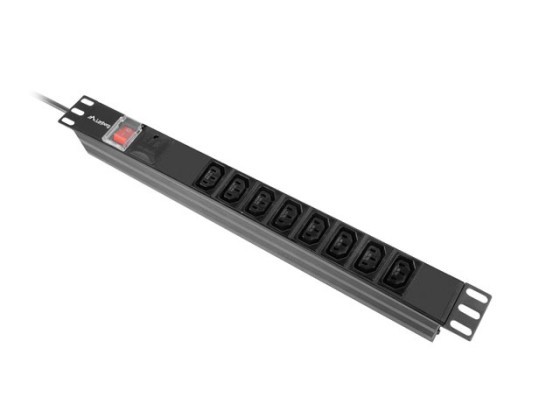 LISTWA ZASILAJĄCA RACK PDU 19" LANBERG 1U 16A 2M 8X IEC C13 CZARNA C20