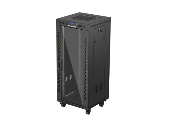 SZAFA INSTALACYJNA RACK STOJĄCA 19" 27U 600X600 CZARNA DRZWI PRZESZKLONE LCD LANBERG (FLAT PACK) V2
