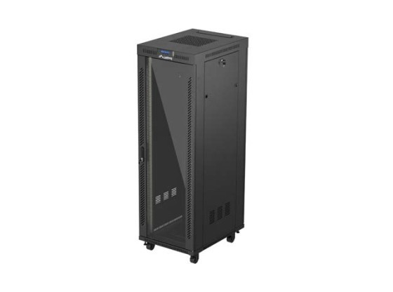 SZAFA INSTALACYJNA RACK STOJĄCA 19" 37U 600X800 CZARNA DRZWI PRZESZKLONE LCD LANBERG (FLAT PACK) V2