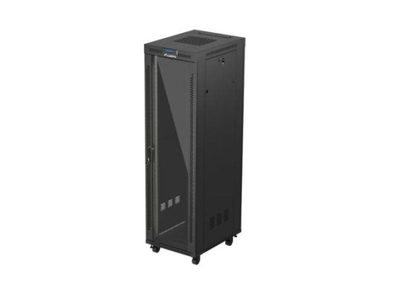 SZAFA INSTALACYJNA RACK STOJĄCA 19" 42U 600X800 CZARNA DRZWI PRZESZKLONE LCD LANBERG (FLAT PACK) V2