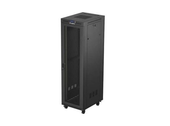 SZAFA INSTALACYJNA RACK STOJĄCA 19" 42U 600X800 CZARNA DRZWI PERFOROWANE LCD LANBERG (FLAT PACK) V2