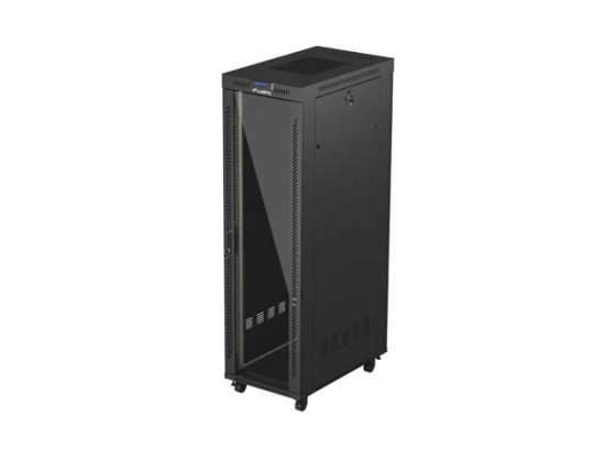 SZAFA INSTALACYJNA RACK STOJĄCA 19" 42U 600X1000 CZARNA DRZWI PRZESZKLONE LCD LANBERG (FLAT PACK) V2