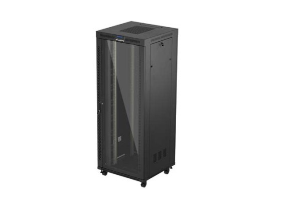 SZAFA INSTALACYJNA RACK STOJĄCA 19" 42U 800X800 CZARNA DRZWI PRZESZKLONE LCD LANBERG (FLAT PACK) V2