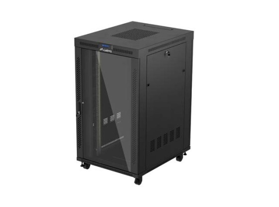 SZAFA INSTALACYJNA RACK STOJĄCA 19" 27U 800X1000 CZARNA DRZWI PRZESZKLONE LCD LANBERG (FLAT PACK) V2