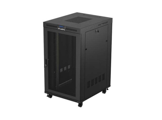 SZAFA INSTALACYJNA RACK STOJĄCA 19" 27U 800X1000 CZARNA DRZWI PERFOROWANE LCD LANBERG (FLAT PACK) V2