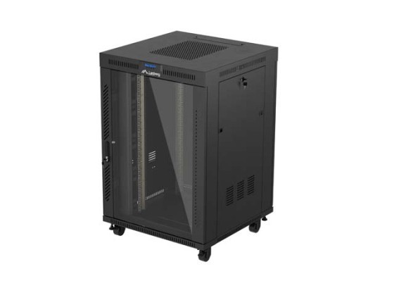 SZAFA INSTALACYJNA RACK STOJĄCA 19" 22U 800X800 CZARNA DRZWI PRZESZKLONE LCD LANBERG (FLAT PACK) V2
