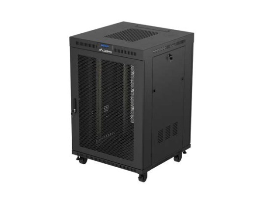 SZAFA INSTALACYJNA RACK STOJĄCA 19" 22U 800X800 CZARNA DRZWI PERFOROWANE LCD LANBERG (FLAT PACK) V2