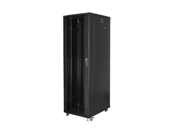 SZAFA INSTALACYJNA RACK STOJĄCA 19" 42U 800X800 CZARNA DRZWI SZKLANE LANBERG (ZŁOŻONA)