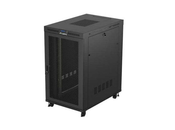 SZAFA INSTALACYJNA RACK STOJĄCA 19" 27U 800X1200 CZARNA DRZWI PERFOROWANE LCD LANBERG (FLAT PACK) V2