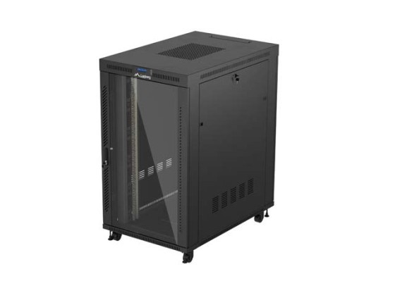 SZAFA INSTALACYJNA RACK STOJĄCA 19" 27U 800X1200 CZARNA DRZWI PRZESZKLONE LCD LANBERG (FLAT PACK) V2