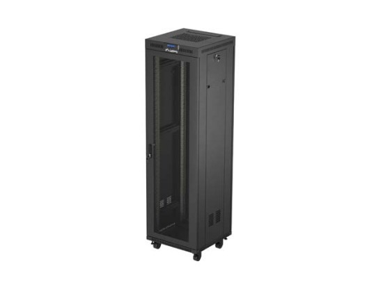SZAFA INSTALACYJNA RACK STOJĄCA 19" 42U 600X600 CZARNA DRZWI PERFOROWANE LCD LANBERG (FLAT PACK) V2