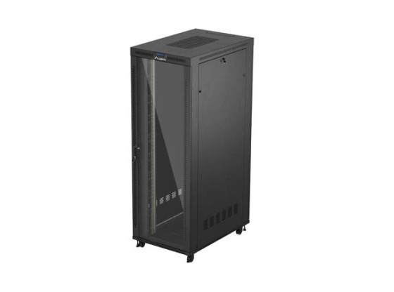 SZAFA INSTALACYJNA RACK STOJĄCA 19" 47U 800X1200 CZARNA DRZWI PRZESZKLONE LCD LANBERG (FLAT PACK) V2