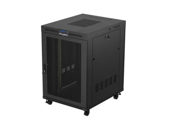 SZAFA INSTALACYJNA RACK STOJĄCA 19" 22U 800X1000 CZARNA DRZWI PERFOROWANE LCD LANBERG (FLAT PACK) V2