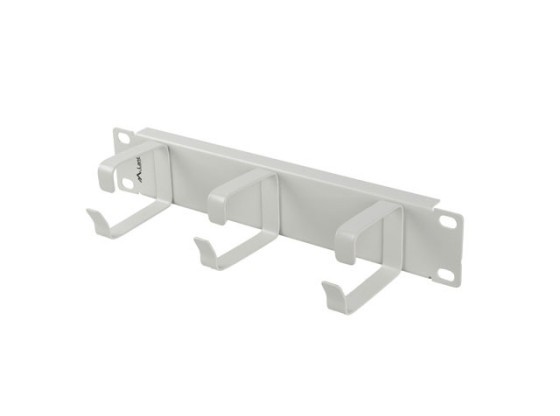 ORGANIZER KABLI 10" 1U Z 3 METALOWYMI UCHWYTAMI TYP B SZARY LANBERG