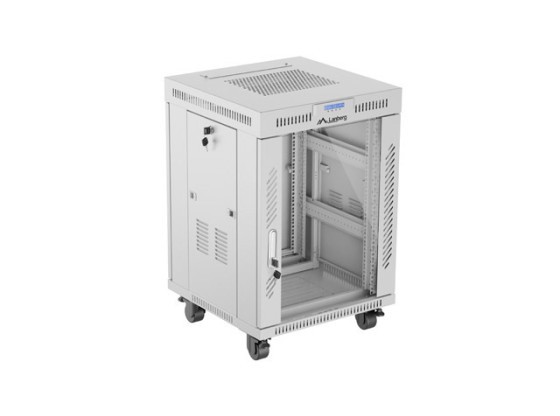 SZAFA INSTALACYJNA RACK STOJĄCA 19" 15U 600X600 SZARA DRZWI PRZESZKLONE LCD LANBERG (FLAT PACK) V2