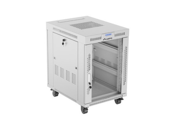 SZAFA INSTALACYJNA RACK STOJĄCA 19" 15U 600X800 SZARA DRZWI PRZESZKLONE LCD LANBERG (FLAT PACK) V2