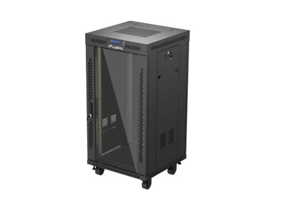 SZAFA INSTALACYJNA RACK STOJĄCA 19" 22U 600X600 CZARNA DRZWI PRZESZKLONE LCD LANBERG (FLAT PACK) V2