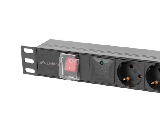LISTWA ZASILAJĄCA RACK PDU 19" LANBERG 1U 10A 5X SCHUKO 2M CZARNA C14