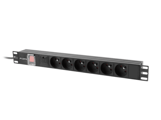 LISTWA ZASILAJĄCA RACK PDU 19" LANBERG 1U 10A 6X 230V PL 2M CZARNA C14