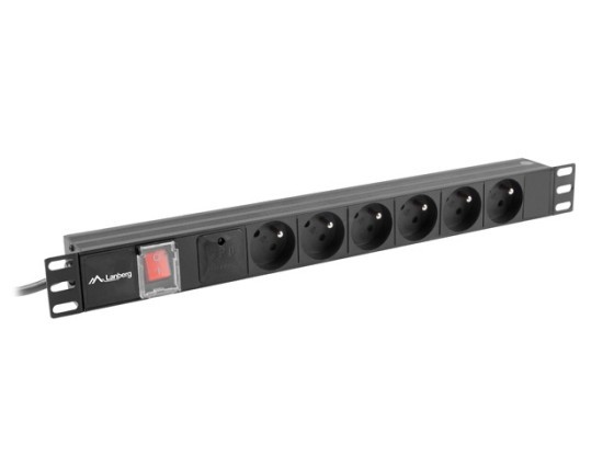 LISTWA ZASILAJĄCA RACK PDU 19" LANBERG 1U 10A 6X 230V PL 2M CZARNA C14