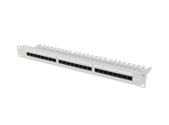 PATCH PANEL 24 PORT 1U 19" KAT.6A UTP Z ORGANIZEREM KABLOWYM SZARY LANBERG