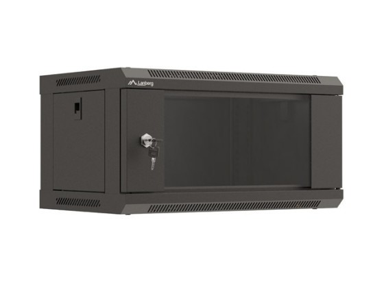 SZAFA INSTALACYJNA RACK WISZĄCA 19" 4U 540X350 CZARNA DRZWI PRZESZKLONE LANBERG (FLAT PACK)