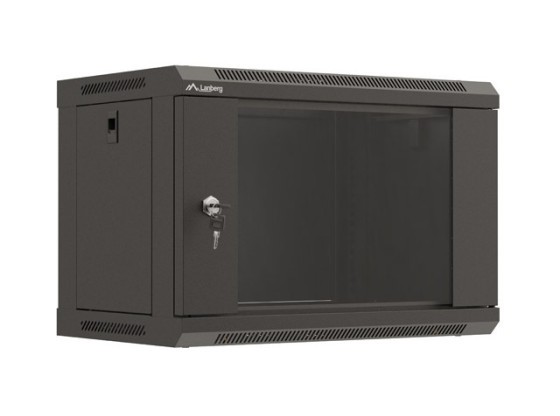 SZAFA INSTALACYJNA RACK WISZĄCA 19" 6U 540X350 CZARNA DRZWI PRZESZKLONE LANBERG (FLAT PACK)