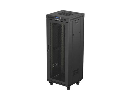 SZAFA INSTALACYJNA RACK STOJĄCA 19" 32U 600X600 CZARNA DRZWI PERFOROWANE LCD LANBERG (FLAT PACK)
