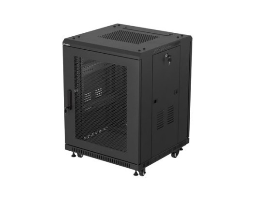 SZAFA INSTALACYJNA RACK STOJĄCA 19" 15U 600X600 CZARNA DRZWI PERFOROWANE LANBERG (FLAT PACK)