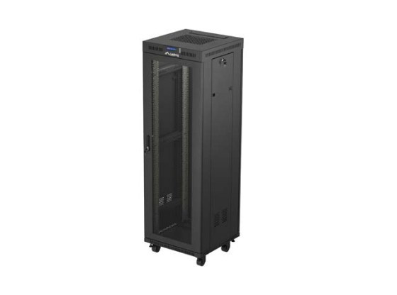 SZAFA INSTALACYJNA RACK STOJĄCA 19" 37U 600X600 CZARNA DRZWI PERFOROWANE LCD LANBERG (FLAT PACK)