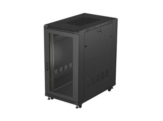 SZAFA INSTALACYJNA RACK STOJĄCA 19" 22U 600X1000 CZARNA DRZWI PERFOROWANE LANBERG (FLAT PACK)