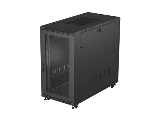 SZAFA INSTALACYJNA RACK STOJĄCA 19" 22U 600X1200 CZARNA DRZWI PERFOROWANE LANBERG (FLAT PACK)