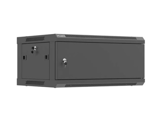 SZAFA INSTALACYJNA RACK WISZĄCA 19" 4U 600X450 CZARNA DRZWI METALOWE LANBERG (FLAT PACK)