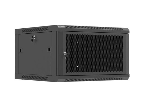 SZAFA INSTALACYJNA RACK WISZĄCA 19" 6U 600X600 CZARNA DRZWI PERFOROWANE LANBERG (FLAT PACK)