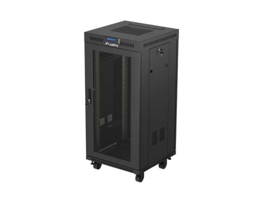 SZAFA INSTALACYJNA RACK STOJĄCA 19" 24U 600X600 CZARNA DRZWI PERFOROWANE LCD LANBERG (FLAT PACK) V2
