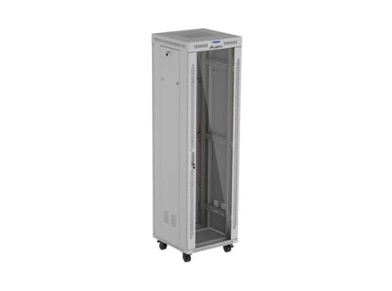 SZAFA INSTALACYJNA RACK STOJĄCA 19" 42U 600X600 SZARA DRZWI PRZESZKLONE LCD LANBERG (FLAT PACK) V2