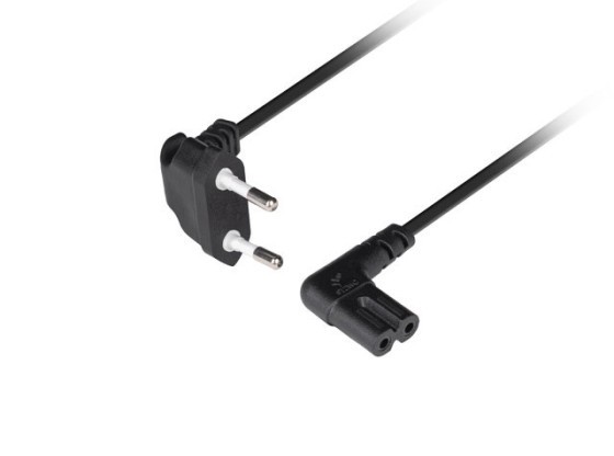 KABEL ZASILAJĄCY EURO (RADIOWY) CEE 7/16->IEC 320 C7 3M KĄTOWY ENEC CZARNY LANBERG